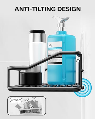 Nieifi Shower Caddy Shelf with Hooks Storage Rack Organizer Adhesive Stainless Steel without Drilling for Bathroom, Lavatory, Washroom, Restroom, Shower, Toilet, Kitchen (Black, 3 Pack) - color: Black, size: 3 Pack