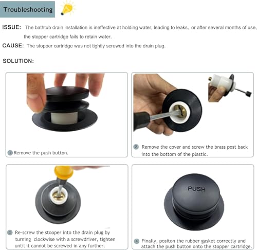 Tip-Toe Bathtub Drain Kit with Two-Hole Overflow Plate, Premium Quality Bath Tub Drain Replacement fits for All Bathtub, Universal Fine/Coarse Thread Bathtub Stopper (Matte Black) - color: Matte Black