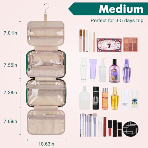 Wedama Toiletry Bag for Women, Medium Cosmetic Travel Bag, Hanging Toiletry Bag for Bathroom, Thickened PVC Waterproof Makeup Bag, Toiletries Bag for Travel Trips and Camping, Turquoise Green - color: Green, size: Medium, style: Minimalist