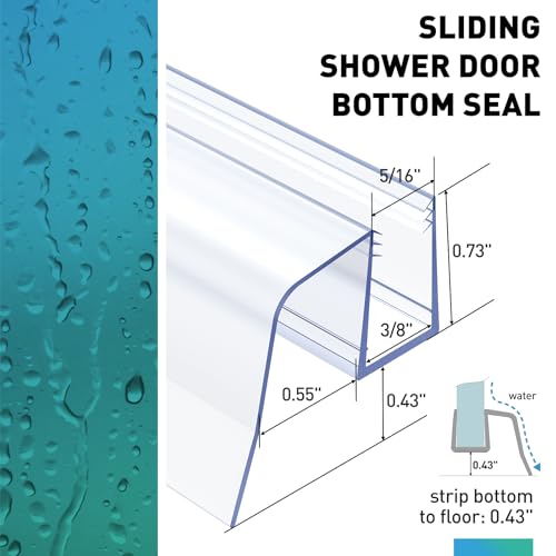 Sliding Shower Door Bottom Seal, 2 PCS 5/16" x 36" Sliding Shower Door Sweep for 5/16 Inch Glass, Frameless Glass Door Seal Strip Stop Shower Leaks and Create a Water Barrier - size: For 5/16" Glass