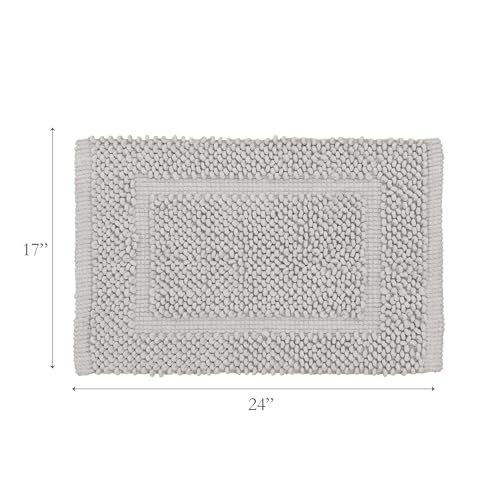 Jean Pierre New York 100% Chenille Cotton Skid Resistant Plush Bath Mat - 17"x24" Bathroom Rug - Soft Gray - color: Soft Gray, size: 1'5" x 2' (Rectangular)