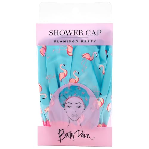 Reusable Shower & Bath Cap & Lined, Oversized Waterproof Shower Caps Large Designed for all Hair Lengths with PEVA Lining & Elastic Band Stretch Hem Hair Hat - Fashionista Flamingo Party - color: Flamingo Party