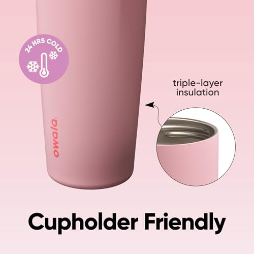 Owala FreeSip Sway Insulated Stainless Steel Water Bottle with Two-Way Spout, Built-In Straw and Bucket Handle, Made for Travel, School, and Sports, 30oz, BPA Free, Leak Proof, Pink Angel Food Cake - color: Angel Food Cake, size: 30 Ounces
