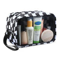 Clear Makeup Bag for Women, Double Zipper Travel Toiletry Cosmetic Bags, Portable Make up Bag Organizer Case Travel Essentials, Checkered - color: Checkered 166