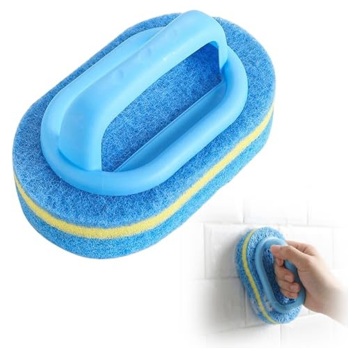 Handled Bathtub Scrubber, Kitchen Bathtub Toilet Cleaner All Purpose Shower Sponge Scrubbing Brush, for Clean Sinks, Shower Stalls, Tiles, Range Hoods, and Pool Steps (1pc) - color: 1pc