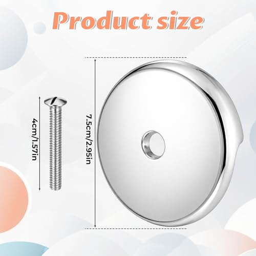 3-1/8" Bathtub Overflow Drain Cover, Single Hole Tub Overflow Drain Cover with Screw Kits, Matte Silver Overflows Face Plate Bathtub for Most Standard Bath Tub Drains