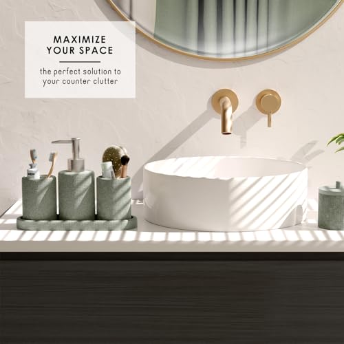 Clara Clark Sage Green Bathroom Set - Bathroom Sets with Shower Curtain and Rugs, 21PC Bathroom Accessory Set, Shower Curtain Set with Soap Dispenser & Toothbrush Holder - color: Sage Green, size: Complete Set + Bath Rugs