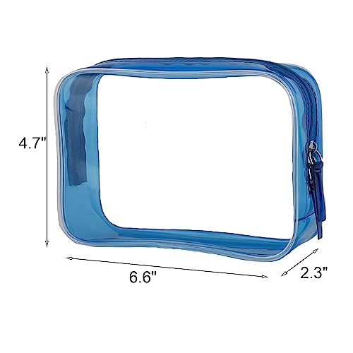Buminee Navy Blue Clear Pouch Small, 6.6"x2.3"x4.7" TSA Approved Toiletry Bag - Clear Travel Bags for Toiletries and Cosmetics - 1 Pack - color: navy blue