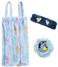 Jay Franco Bluey 3 Piece Spa & Bath Set - Includes Towel Wrap, Loofah & Spa Headband - Kids Bath & Shower Accessories - color: Blue - Bluey