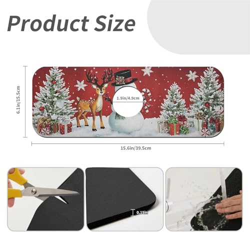 Faucet Fast Absorbent Pad - Christmas Snowman Reindeer , Suitable For Kitchen, Bathroom, Island And Other Scenes - color: Christmas Snowman Reindeer