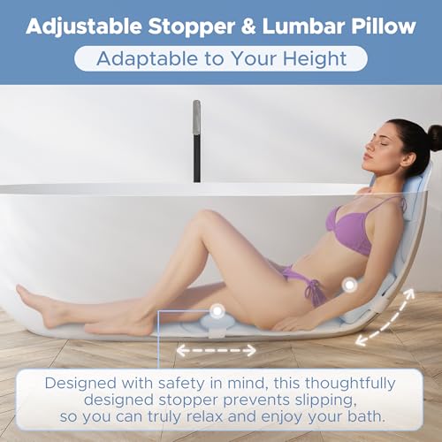 Sunlit Ultra Soft Full Body Bath Pillow for Bathtub, Luxury Thick Tub Pillow for Head Neck Back Support with Lumbar Pillow Multi-Function Stopper, Spa Pillow with Strong Suction Cups, Bath Accessories - color: Pastel Blue