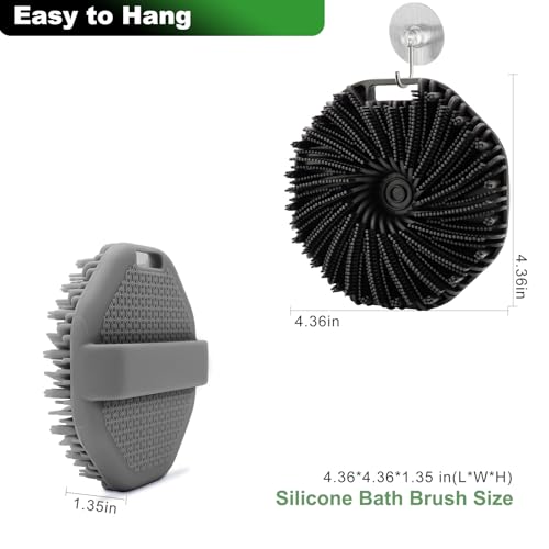 2-Pack Silicone Body Scrubber Shower Brushes,Exfoliating Body Scrubber for All Skin Type, Eco Friendly Shower Scrubber for Body, Silicone Body Brush for Showering (Black & Gray) - color: Black & Gray