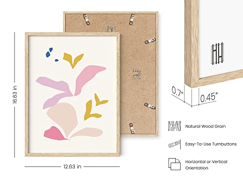 HAUS AND HUES Floral Wall Art with Frame - Set of 3 Flower Pictures Decor, Colorful Botanical Art, Frameable Modern Abstract Posters with Beige Frame, 12x16 - color: Floral, size: 12"L x 16"W, style: Beige Framed