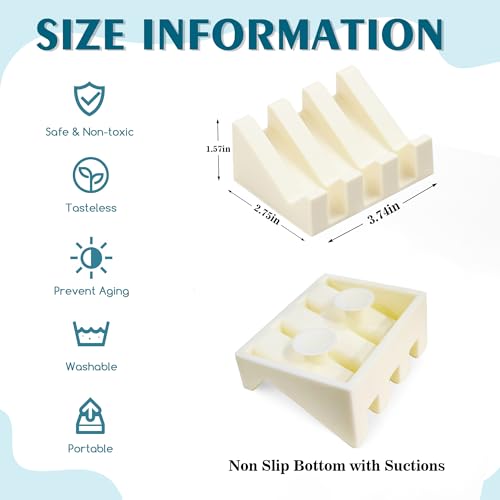 Soap Dish Holder for Shower with Suction Cup, Silicone Soap Holder & Saver Self-Draining Bar Soap Dish Keeps Soap Dry for Bathroom, Kitchen, Bathtub, Extends Soap Life (CreamWhite-2Pack) - color: Cream White - 2 Pack