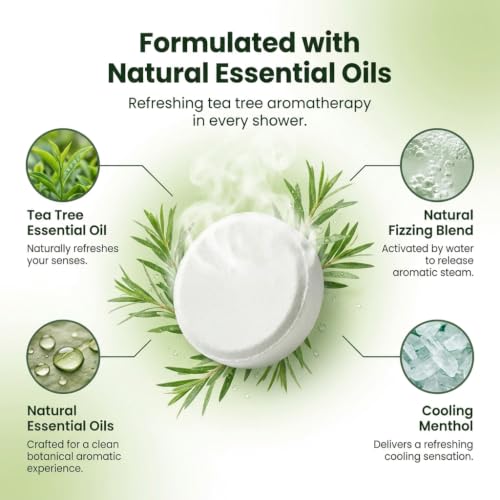 Body Restore Shower Steamers Aromatherapy 15 Pack – Fathers Day Gift for Dad, Birthday Gifts for Women & Men, Spa Stress Relief & Relaxation Self Care Gifts – Premium Tea Tree Essential Oil Tablets - color: Fresh Tea Tree 15 Pack