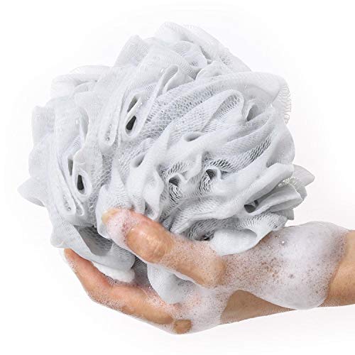 BTYMS 6 Pcs Shower Pouf 60g Bath Loofah Shower Sponge Loofahs Exfoliating Mesh Puff Body Wash Sponge - color: White&pink&green&cyan&brow&gray, size: 6 Count (Pack of 1)