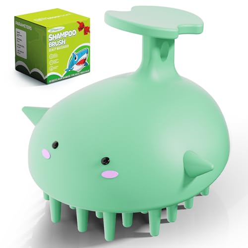 Scalp Scrubber Shampoo Brush, Wet & Dry Silicone Scalp Massager Brush Green | Soft Silicone Scalp Scrubber Helps Shampoo, Exfoliate Buildup, Refresh Roots And Relax Scalp Without Using Nails, Wet or Dry - color: Green