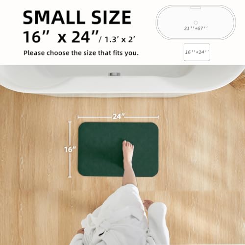 TYUU Bathroom Mat Quick Dry, Bathroom Rugs Non Slip Washable Thin Absorbent Bath Mat Fits Under Door Bathroom Floor Mat Perfect for Bath, Shower, or Sink 16"x24" Dark Green - color: Dark Green, size: 1'4" X 2' (Rectangular)