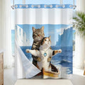 No Hook Bathroom Shower Curtain with Detachable Liner, Ocean Theme Funny Cat Shower Curtain with Translucent Top Window and Weighed Hem, Double-Layer Waterproof Bath Curtain, 71x74 Inch - color: Romantic Cat