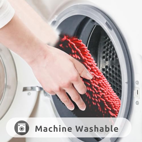 Non-Slip Bath Rug,Extra Soft Microfiber Bedroom Shag Carpet with Anti-Slip Backing,Water/Dust Absorbent Fast Dry Shower Mat,Sound Insulated Stairs Pad,Machine Washable (Red,15 x 23 Inches) - color: Red, size: 15"x23"