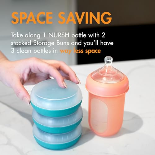 Boon Nursh Storage Buns - Holds Boon Nursh Bottle Pouches, Nipples, and Pacifiers - Bottle-Feeding Supplies - Blue and White - 3 Count - size: 3 Count (Pack of 1)