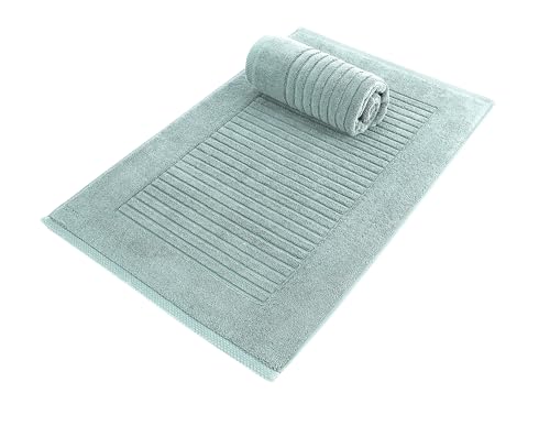 Classic Turkish Towels CTT - 2 Piece Bathroom Rugs Set, 100% Cotton Bath Mats, Non-Slip, Comfy & Highly Absorbent Bathroom Floor Mats, Machine Washable | 20"x32" (Spa Green) - color: Spa Green