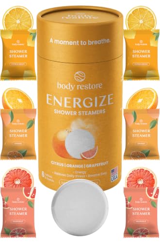 Body Restore Shower Steamers Aromatherapy 6 Pack – Fathers Day Gift for Dad, Birthday Gifts for Men, Relaxation Stress Relief Self Care – Premium Citrus Essential Oil Tablets - color: Citrus 6 Pack