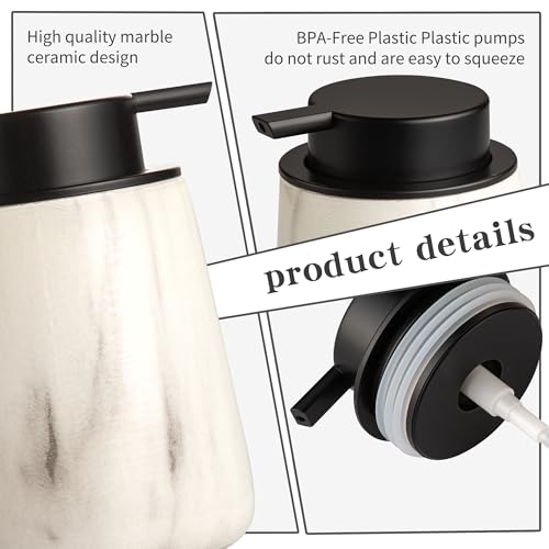 Enra Ceramic Foaming Soap Dispenser,12 oz Marble Foam soap Dispenser Bathroom Refillable Hand Soap Dispenser for Bathroom Kitchen with Easy-to-Press Pump(Marble Foam Type) - color: Black Foam Type
