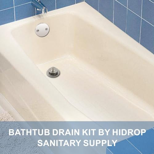 Brushed Nickel Tub Drain Lift &Turn Tub Trim Set with Two-Hole Overflow Faceplate Conversion Kit Assembly, Hidrop Bathtub Drain Replacement Trim Kit and Universal Fine/Coarse Thread - color: Brushed