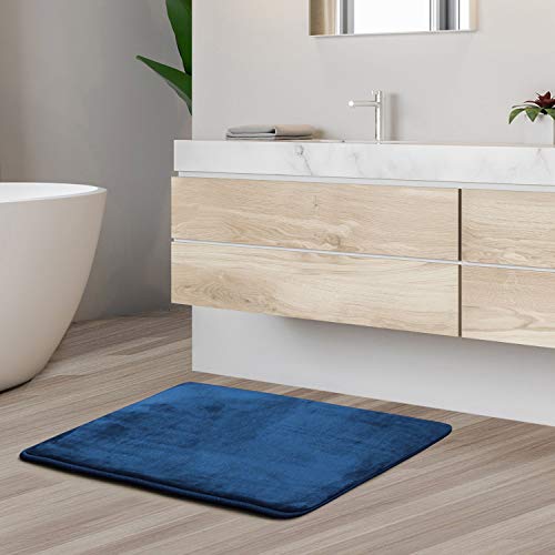 Clara Clark Bathroom Rugs, Velvet Memory Foam Bath Mat, Non-Slip, Machine Washable Bath Rugs - Dries Quickly, Ultra Soft Plush Bath Mats for Bathroom, 17 x 24, Royal Blue - color: Blue, style: 17 x 24