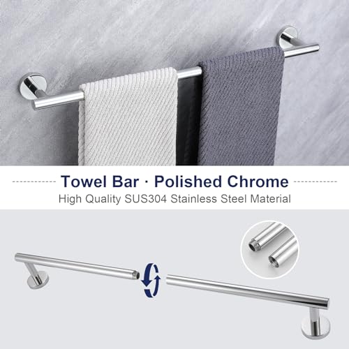 5-Piece Towel Bar Set Polish Chrome Bathroom Hardware Accessories Set Upgraded Toilet Paper Holder with Shelf Towel Holder Set for Bathroom Stainless Steel Wall Mounted - color: Polished Chrome, size: 5-Piece Upgraded Set
