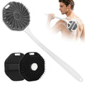 Back Scrubber for Shower 2 Pack, Silicone Scrub Brush with Long Handle & Unique Soft Body Scrubber, Detachable Body Brush Shower Lather Well Deep Clean Exfoliating for Women Men Sensitive Skin Bl&Gy - color: Black+grey Flock