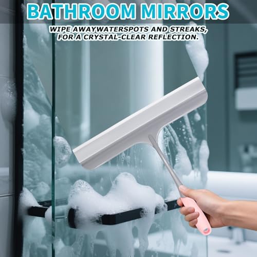3pcs mini Squeegee Shower Squeegee for Glass Doors, with 3 Adhesive Hooks, Squeegee for Shower Glass Window Cleaning Squeegee Glass Shower Door for Car Window Wiper Mirror Windshield - color: Intermediate Version