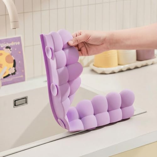 Silicone Sink Splash Guard for Kitchen & Bathroom - 20" Water Barrier with Suction Cups. Faucet Splash Catcher to Keep Clothes Dry & Countertop Clean. - color: Lavender Mist