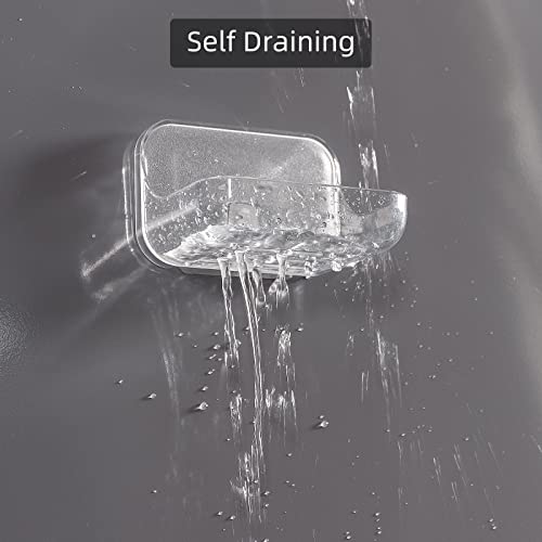Ettori Soap Dish 2 Pack Soap Holder Plastic Adhesive Soap Holder for Shower Wall, Bathroom, Tub and Kitchen Sink, Drill- Free and Clear - color: 2 Pack Soap Dish