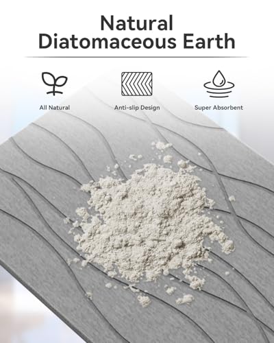 Stone Bath Mat Quick Dry, Diatomaceous Earth Shower Mat, Non-Slip Bath Mat for Bathroom, Super Absorbent Bath Mat Large, Bath Mat 23.5" x 15.5", Gray