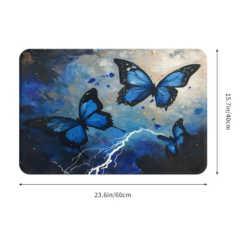 Bath Mat Blue Butterfly Watercolor Quick Dry Bathroom Rugs Non Slip Absorbent Shower Flannel Rug Floor Mat for Bathroom,Bathtub,Sink,Bedroom,16"X24" - color: Cay27