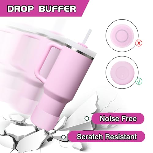 WUQID Silicone Boot Sleeve Compatible with Hydro Flask Travel Tumbler with Handle 32oz&40oz and 12-24oz Hydroflask Bottle & Stanley 20 30 40oz Tumbler, Fit 2.83-2.95in Bottom, Anti-Slip Bottle Cover - color: Cherry Blossom