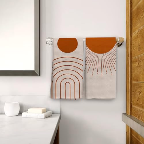 OHSUL Boho Kitchen Towels, Decorative Hand Towels for Bathroom, Orange Sun Sunshine Dish Tea Towels, Bohemian Decor, 16x24 Inch, Set of 2 - color: Color-6