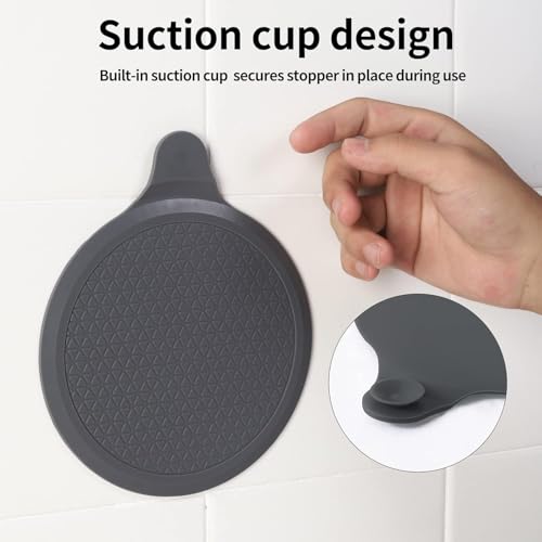 (2 Pack) Silicone Bathtub Stopper, 6" Extra Large Silicone Drain Plug, Universal Shower Drain Tub Stopper for Kitchen Gadgets Bathroom, Grey+Black - color: Grey+black