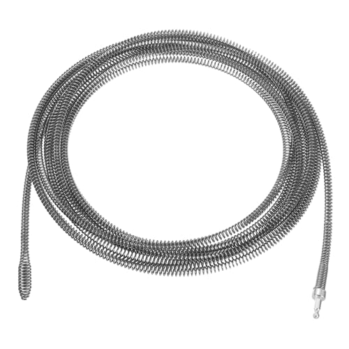 uxcell 1 Pcs Drain Clog Remover 393.7 inch 10M 10mm Thick, Drain Augers Hair Remover Spring Cable with Electric Drill Connector, Plumbing Snake for Kitchen Sink, Bathtub Drain Toilet - size: 393.7 Inch