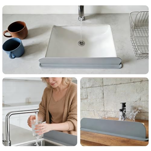Sink Splash Guard, Sink Guard,Reusable Gray Countertop Spatter Protector,Say Goodbye to Wet Sleeves & Aprons.(19.29×3.35×1.97 Inches)