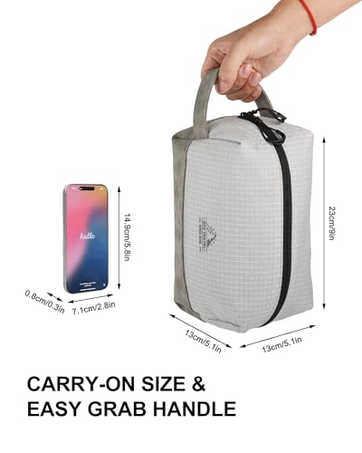 GOX Premium Plaid & Leather Travel Toiletry Bag with Reinforced Handles Cosmetic Organizer (9x5.1x5.1 inches) for Bathroom, Shaving, Makeup Essentials (Grey) - color: Grey
