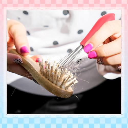 Boao 2 Pcs Hair Brush Cleaning Tool Set,2-in-1 Double Headed Hair Brush Comb,Metal Toothed Cleaner Dirt Remover, Portable Hairbrush Cleaner Tool for Removing Dust Home Salon Use(Pink and Green) - color: Pink and Green