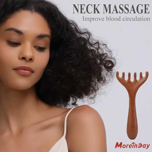 Head Massager Scalp, Wooden Scalp Massager, Foot Massage Tool | with storage pouch, natural Sandalwood, masajeador de cabeza, scalp massage for stress relax, foot massage for muscles relax