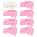 Semato Bachelorette Party Favor Set - Bride & Bridesmaid Spa Headbands with Cute Bows (1 Bride + 7 Pink Dot) - color: 1 bride+ 7pink dot