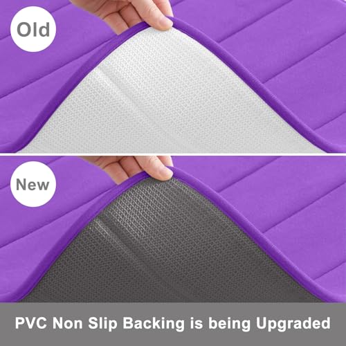 Buganda Memory Foam 3 Pieces Bathroom Rugs Set - Thick Soft Absorbent Bath Mats, Washable Small/Large/Contour Bath Rugs (24" x 16" + 30" x 20" + 24" x 20", Purple) - color: Purple, size: 24" X 16" + 30" X 20" + 24" X 20"