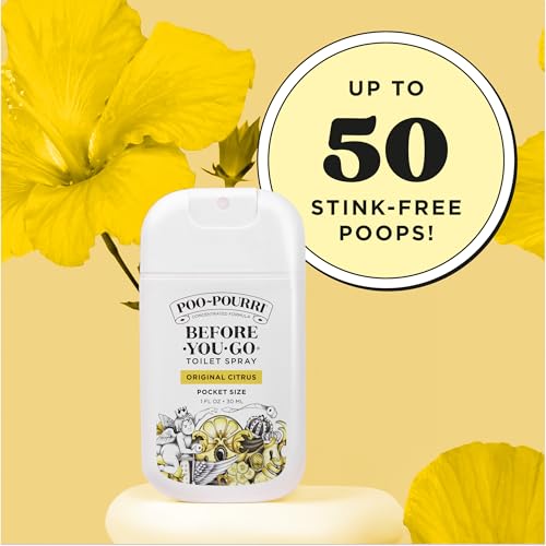 Poo-Pourri Before-You-Go Pocket Toilet Spray, Travel Essentials, Original Citrus, 1 Fl Oz, Up to 50 Uses, On-The-Go Bathroom Odor Deodorizer with Essential Oils, TSA Approved Size, Lemon Bergamot - size: 1 Fl Oz (Pack of 1)
