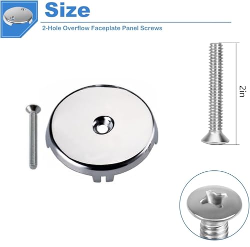 Universal One Hole Overflow Faceplate Tub Drain Trim Kit, 3-1/8" Plated Chrome Single Hole Bathtub Drain Plate Standard Bathtub Stopper Conversion Kit Assembly Easy Installation Bathtub Replace Repair - color: Silver