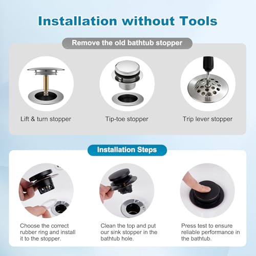 Hibbent 2 Pack 3 in 1 Metal Bathtub Drain Stopper, Universal Pop Up Tub Stopper with Removable Filter Basket, Bathtub Hair Catcher for 1.5''~2.4'' Drain, Brass Bullet Core, Oil-Rubbed Bronze - color: Oil-rubbed Bronze Finish